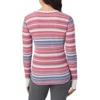 Waffle-Knit Thermal Long-Sleeve Top