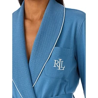 Quilted-Trim Shawl-Collar Robe