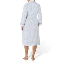 Damask Scroll-Pirnt Long Wrap Robe