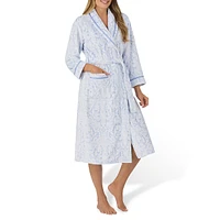 Damask Scroll-Pirnt Long Wrap Robe