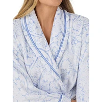 Damask Scroll-Pirnt Long Wrap Robe