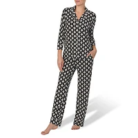 2-Piece Print Stretch-Modal Piped Pyjama Set