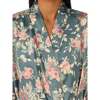 Floral Satin Wrap Robe