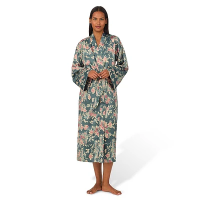 Floral Satin Wrap Robe