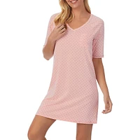 Printed Elbow-Sleeve Sleepshirt