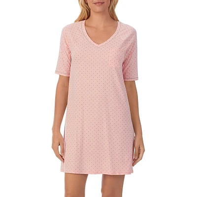 Printed Elbow-Sleeve Sleepshirt