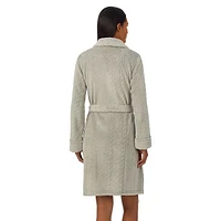 Shawl-Collar Clipped Cable Knit Short Robe