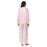 Classic 2-Piece Lock-&-Key Print Sateen & Grosgrain-Trim Pyjama Set