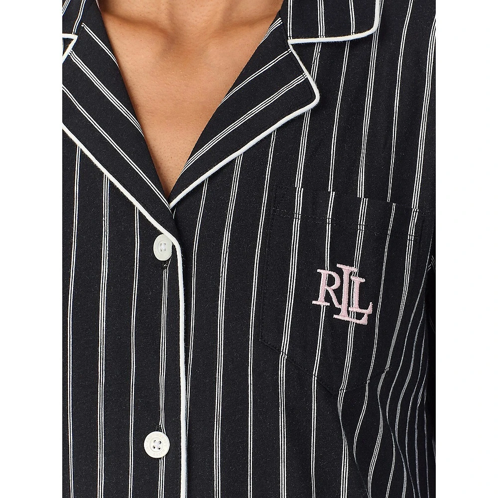 Chemise de nuit en jersey à fines rayures
