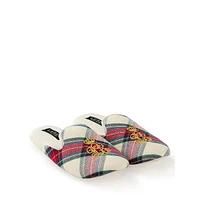 Women's Monogram-Embroidered Plush Print Slippers