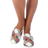 Women's Monogram-Embroidered Plush Print Slippers