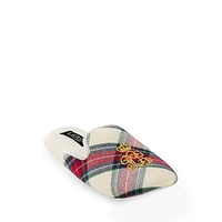 Women's Monogram-Embroidered Plush Print Slippers