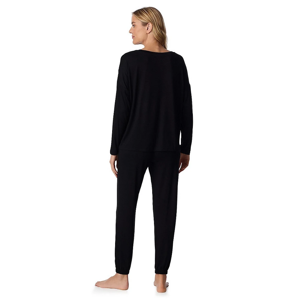 2-Piece Long Sleeve Wideneck Top & Joggers Pyjama Set