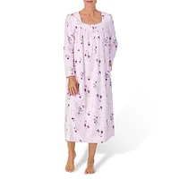 Long-Sleeve Smocked Squareneck Ballet Nightgown