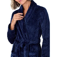 Shawl-Collar Plush Wrap Robe