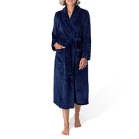 Shawl-Collar Plush Wrap Robe