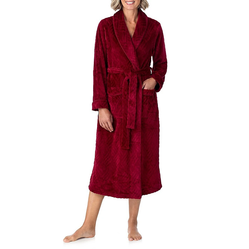 Shawl-Collar Plush Wrap Robe