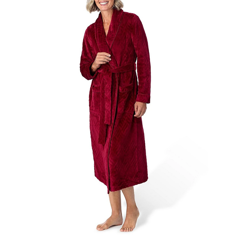 Shawl-Collar Plush Wrap Robe