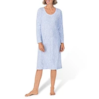 Scoopneck Long-Sleeve Cord-Trim Nightgown