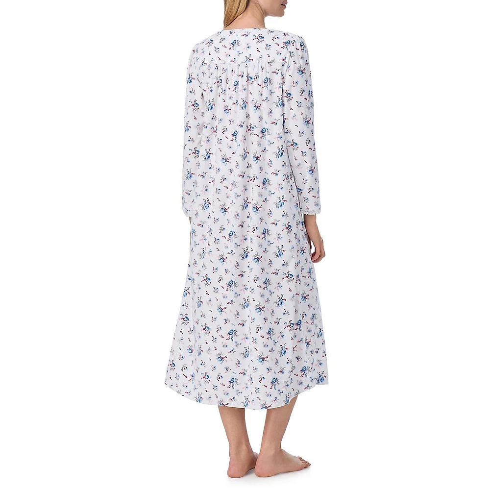 Floral Fleece Long-Sleeve Ballet Nightgown