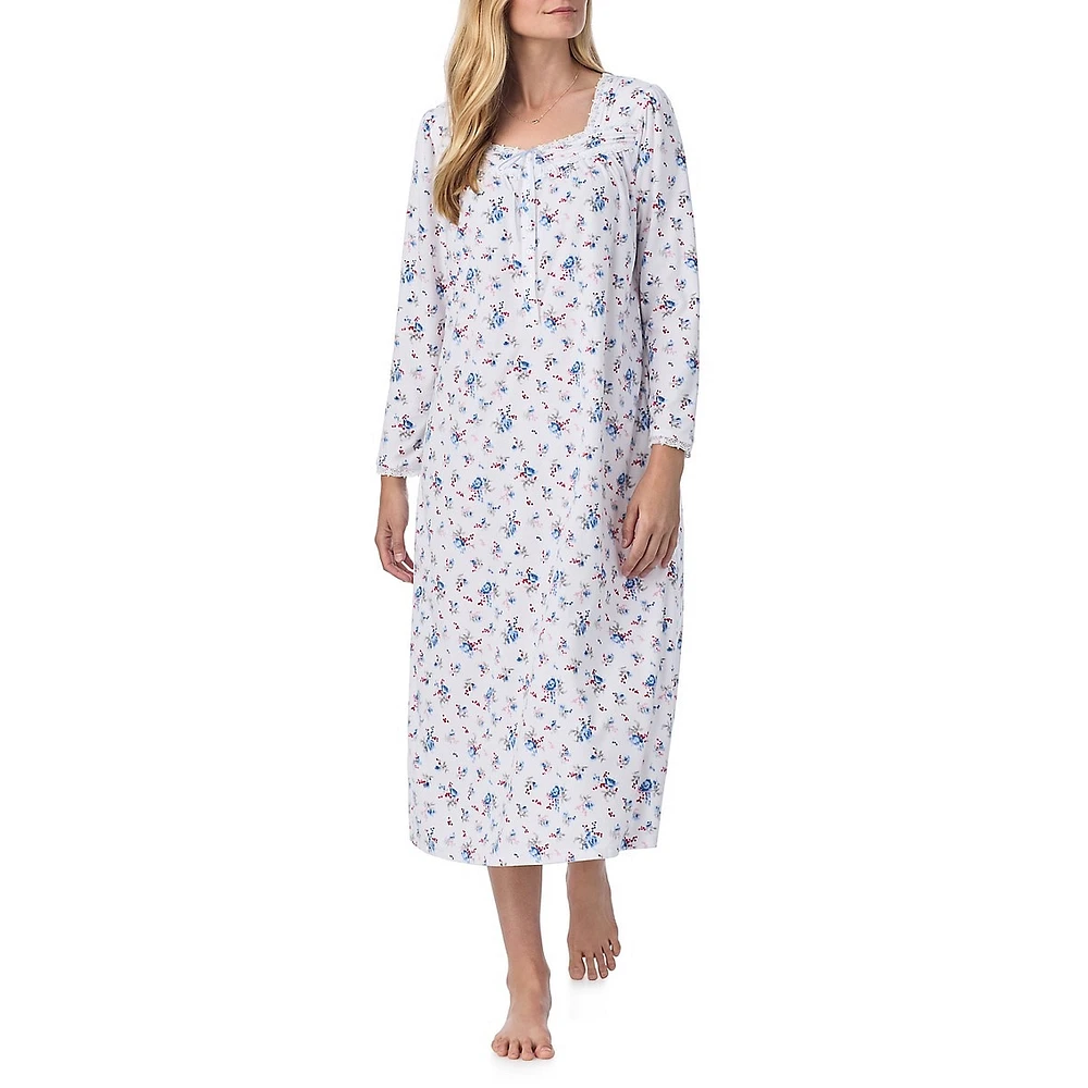 Floral Fleece Long-Sleeve Ballet Nightgown