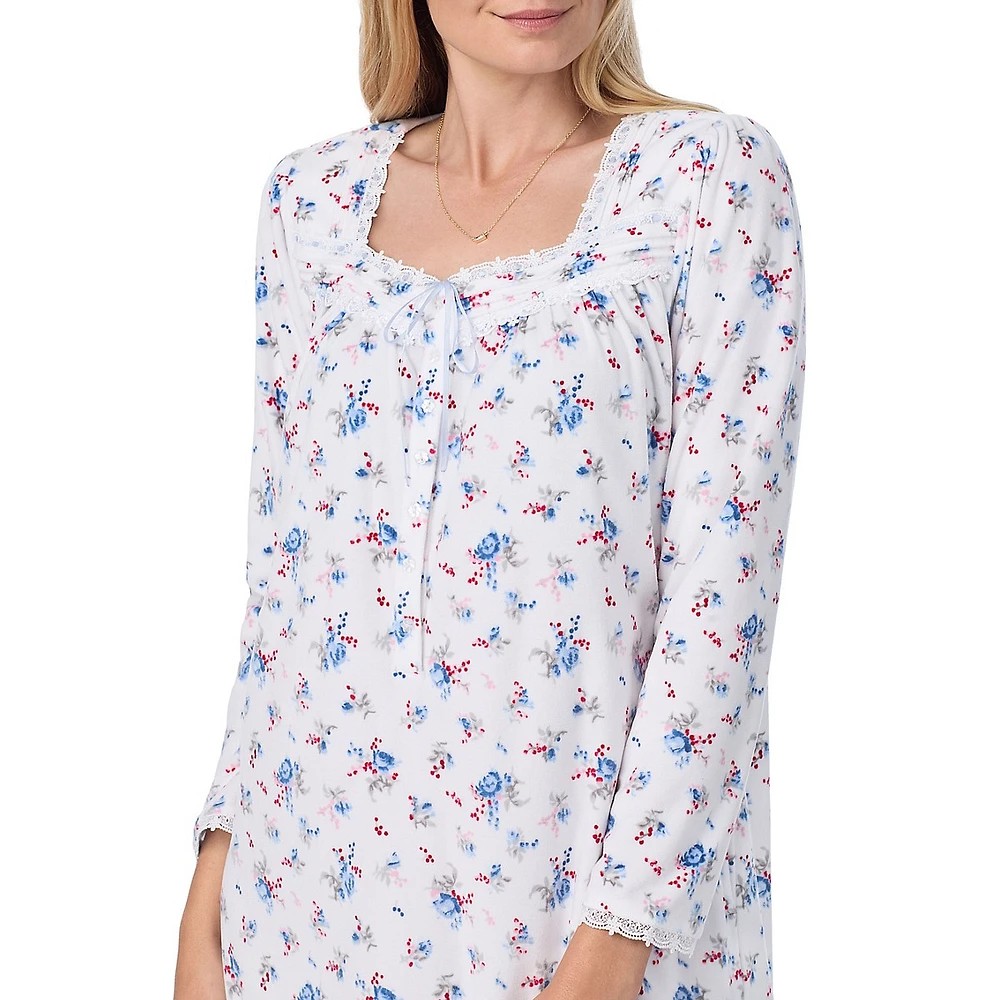 Floral Fleece Long-Sleeve Ballet Nightgown