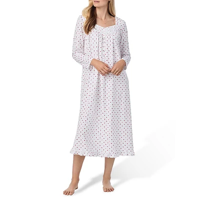 Floral Cotton Jersey Long-Sleeve Nightgown