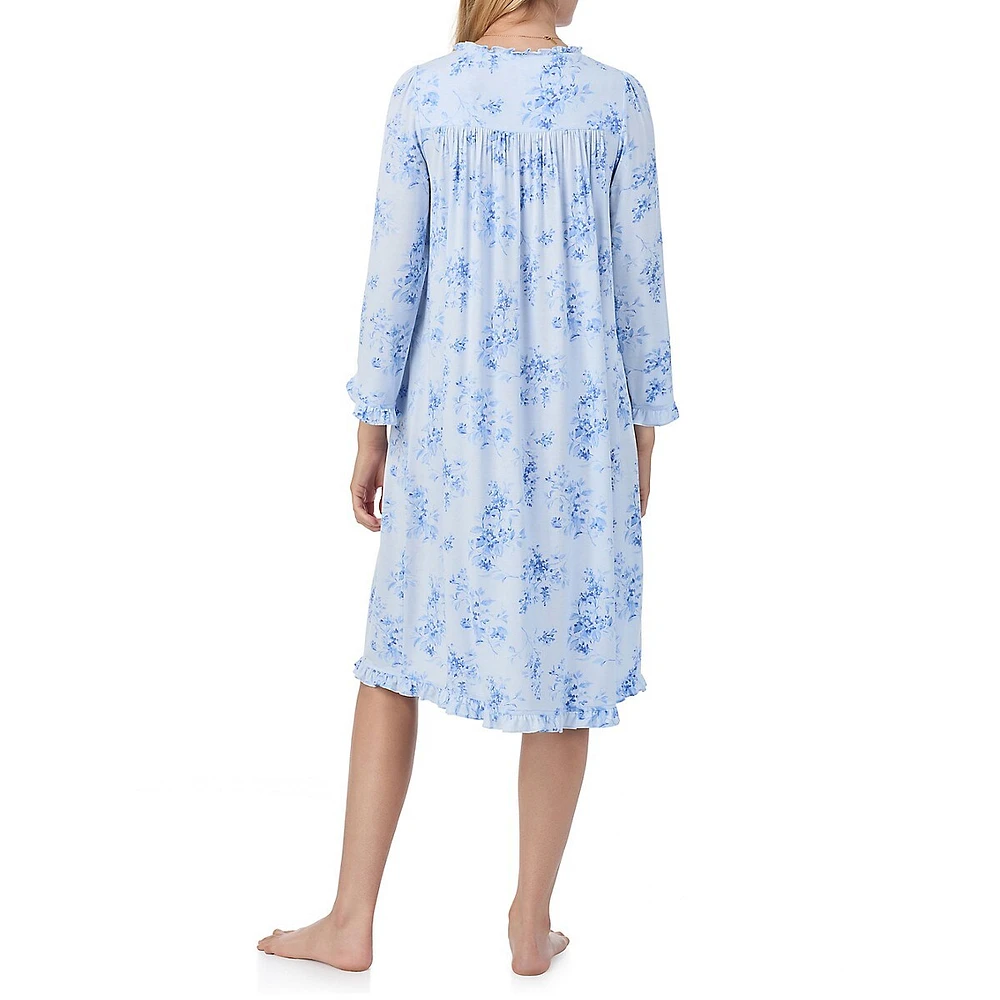 Long-Sleeve Floral Waltz Nightgown