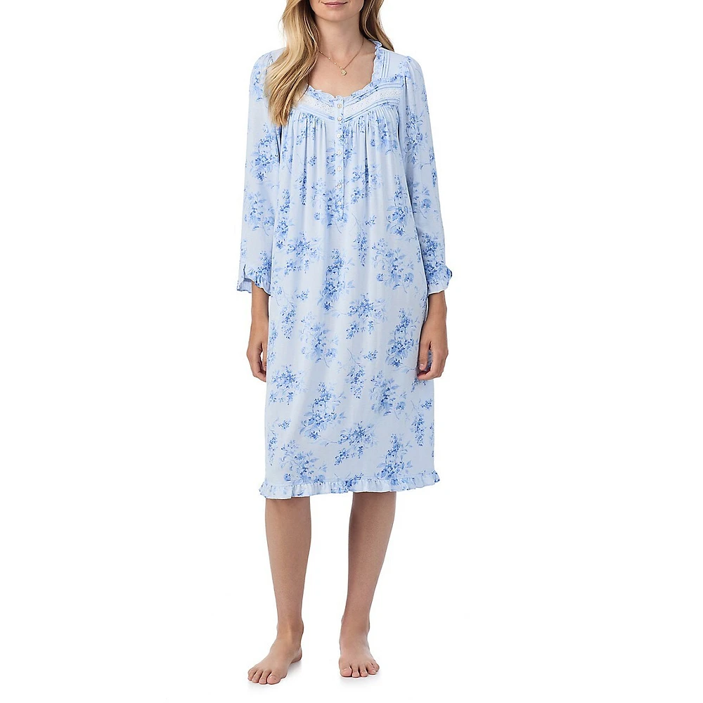 Long-Sleeve Floral Waltz Nightgown