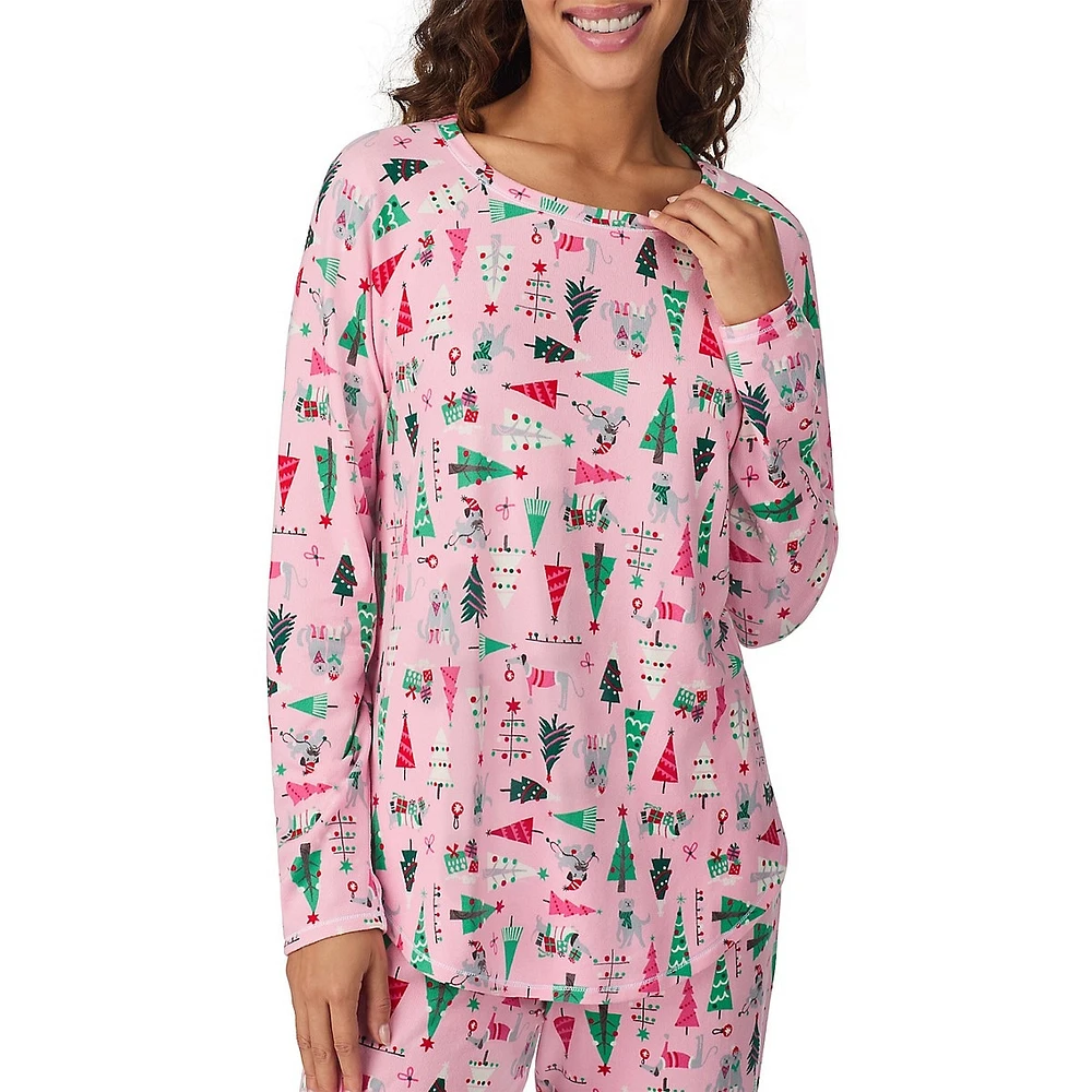 2-Piece Holiday-Print Jogger Pyjama Set