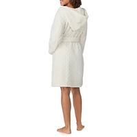 Plush Cabled Hooded Wrap Robe