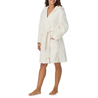 Plush Cabled Hooded Wrap Robe