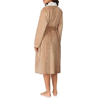 Plush Double-Face Shawl-Collar Long Wrap Robe