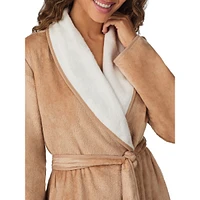 Plush Double-Face Shawl-Collar Long Wrap Robe