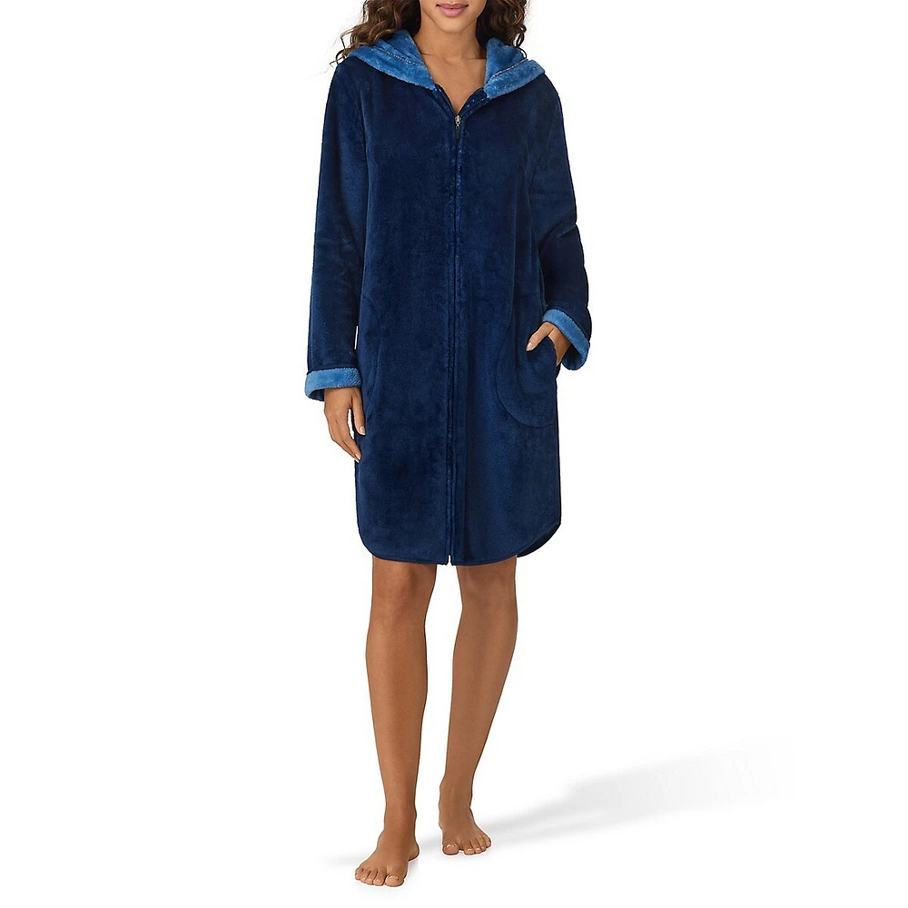 Plush Hooded Zip Robe