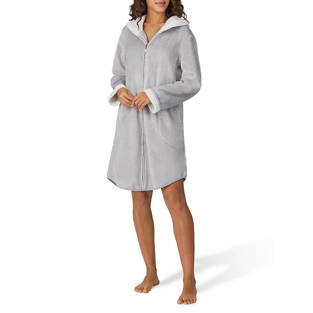 Plush Hooded Zip Robe