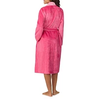 Plush Double-Face Shawl-Collar Long Wrap Robe