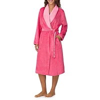 Plush Double-Face Shawl-Collar Long Wrap Robe