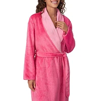 Plush Double-Face Shawl-Collar Long Wrap Robe