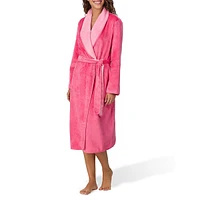 Plush Double-Face Shawl-Collar Long Wrap Robe