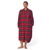 Plus Brushed Herringbone Twill Plaid Midi Sleepshirt