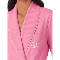 Quilted-Trim Shawl-Collar Robe