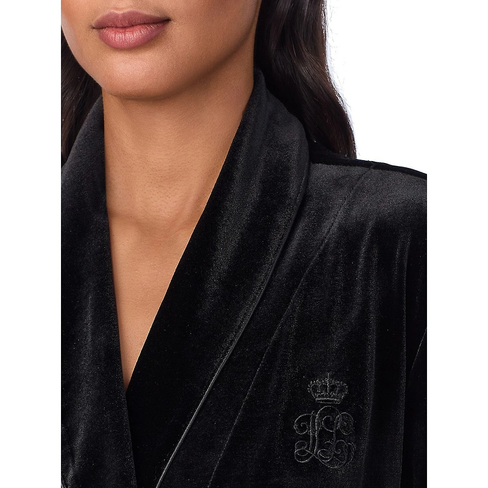 Plush Shawl-Collar Wrap Robe