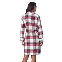 Plaid Shawl-Collar Short Wrap Robe