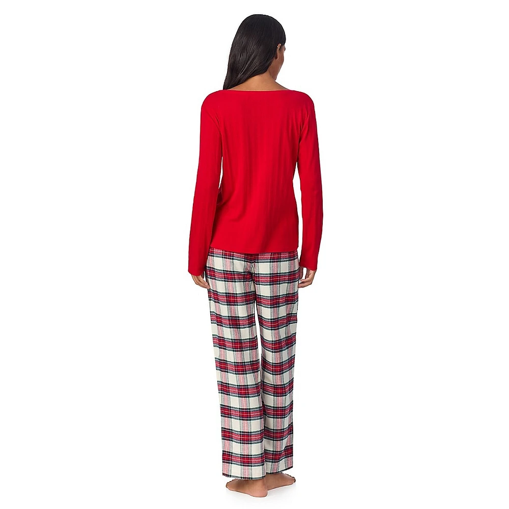 Henley Top & Print Pants 2-Piece Pyjama Set