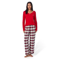 Henley Top & Print Pants 2-Piece Pyjama Set