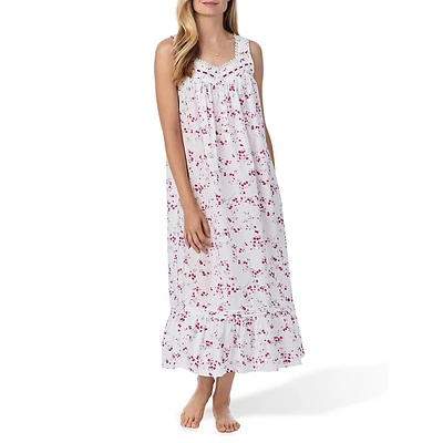 Floral Lawn Sleeveless Ballet Nightgown