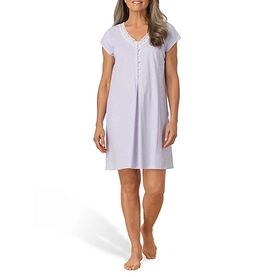 Cap-Sleeve Print Nightshirt