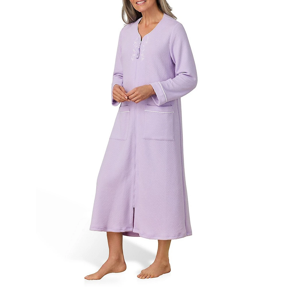 Peignoir en tricot texturé avec fermeture éclair sur le devant