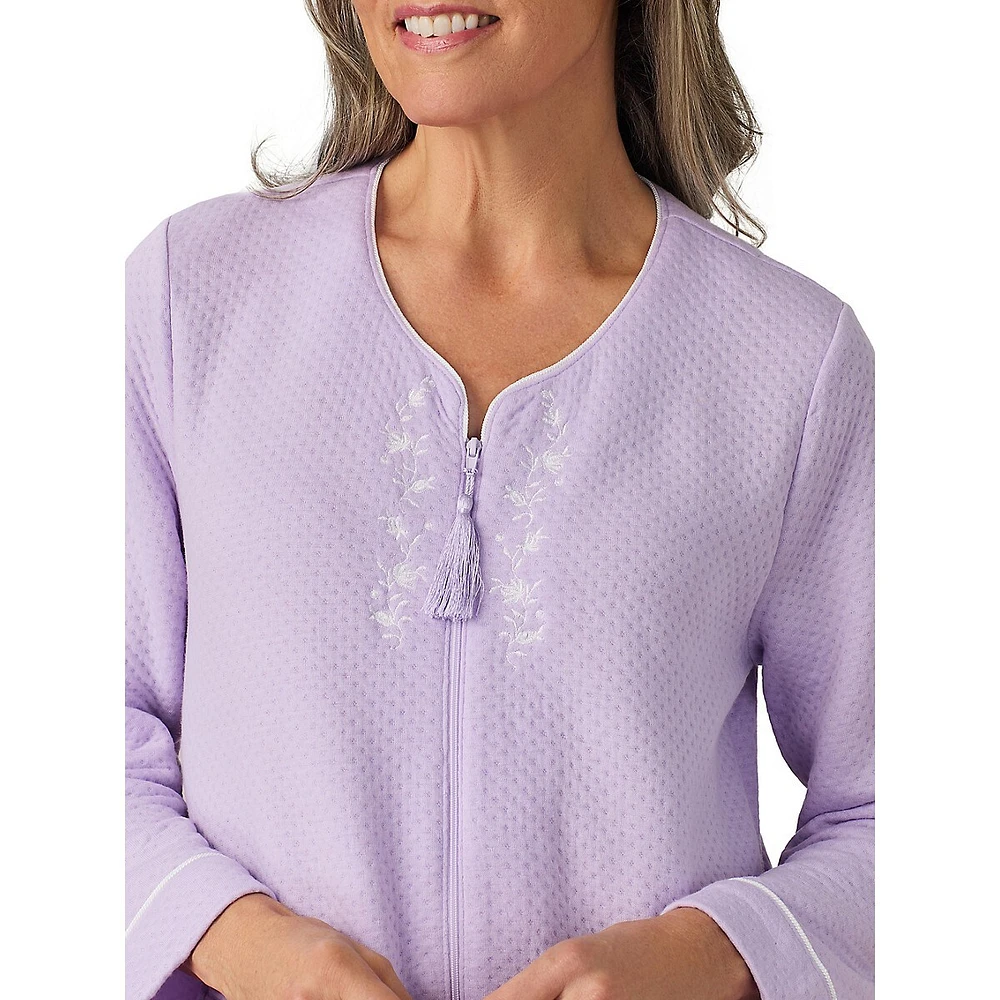 Peignoir en tricot texturé avec fermeture éclair sur le devant
